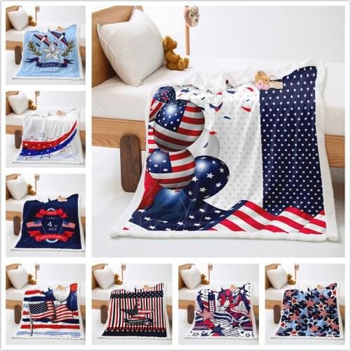 3D US Flag Themed Throw Blanket Game Sherpa Fleece Blanket for Kids Bed Sofa Office Portable Comfortable Blanket Washable