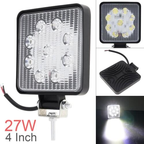 4 Inch 12V / 24V 1800LM 27W Waterproof Square LED Work Light Spotlight for Car Motorcycle Tractor Boat 4WD Offroad SUV ATV