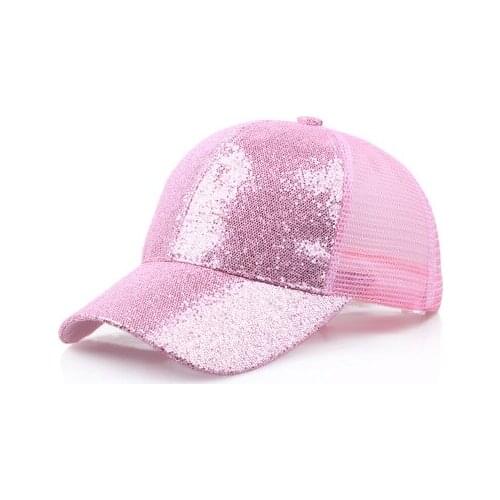 2019 Unisex Baseball Cap Men Women Casual Sport Sequin Sun Hat Messy Bun Snapback Mesh Cap Summer hat