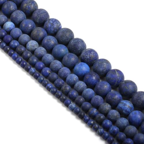 Natural Stone Beads Dull Polish Matte Lapis Lazuli Round Loose Beads For Jewelry Making DIY Necklace Bracelet 4 6 8 10 12mm 15