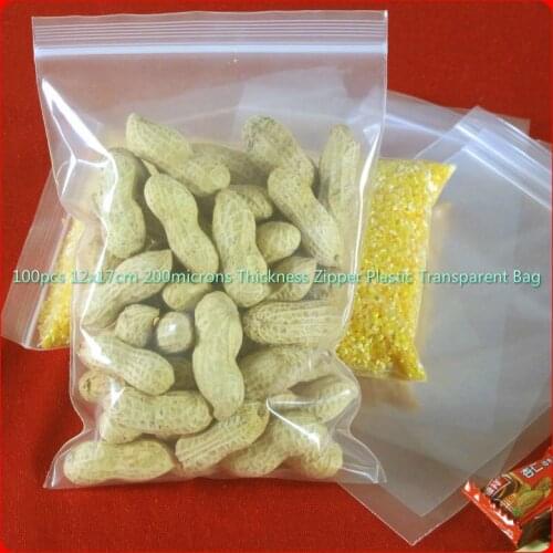 Carteira Feminina 100pcs 12x17cm 200microns Thickness Plastic Transparent Bag ,zipper Lock Clear Packaging Package Bags