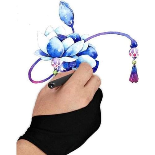 Black Glove With Two Fingers Anti-fouling Drawing Painting Tablet For Artist Drawing Any Graphics