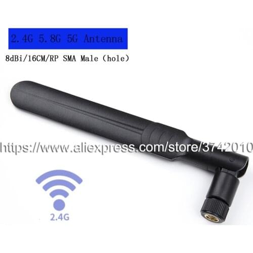 Free shipping 2.4G 5.8G 5G 8dbi Dual-Band Wifi Router Antenna RP SMA Male(hole) 16CM