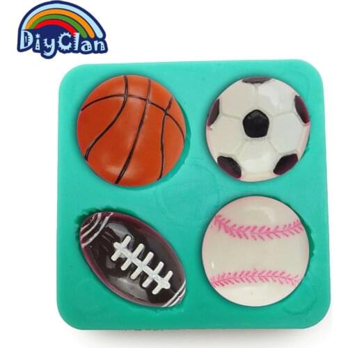 Football Basketball Rugby Baseball Tennis silicone fondant cake molds chocolate mold cake tool Forms for sugar candies F0629BQ35