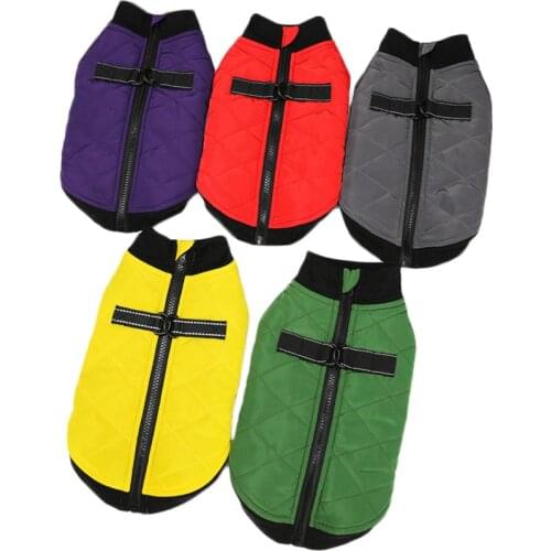 Classic Pet Clothes Warm Coat For Dogs Harness Vest Dog Jacket With Zipper For French Bulldog 5 Colors Cat Dog Costume Outfit XL