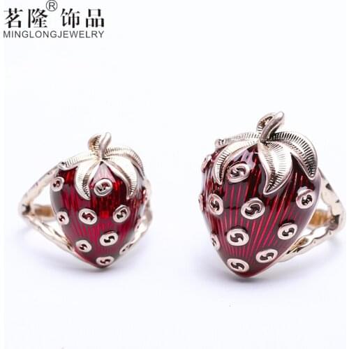 Rings For Women Females Jewelry Accessory Bridal Wedding Engagement Promise Gift Resizable Strawberry Brand Designer 2020 New