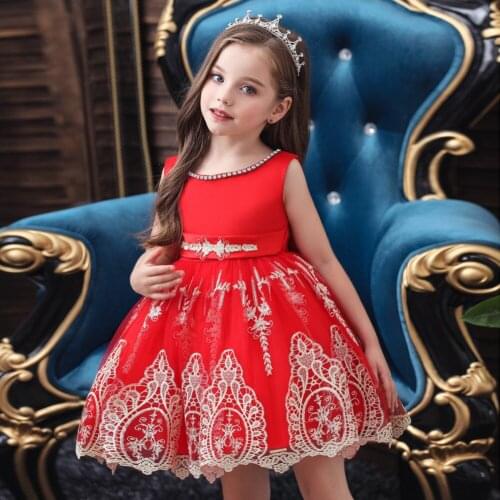 Little Baby Girls Dress Embroidery Lace Round Neck Back Zipper Up Multi-Layer Outfit Toddler Princess TuTu Formal Party Dresses