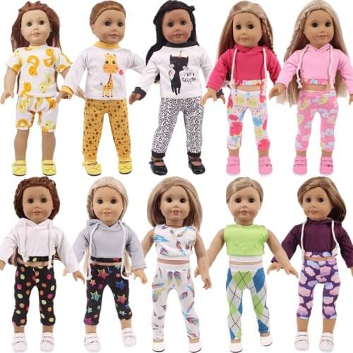 Doll Clothes Unicorn Kitten Giraffe Leopard Pajamas For 18 Inch American&43 Cm Baby New Born Doll Generation Birthday Girl`s Toy