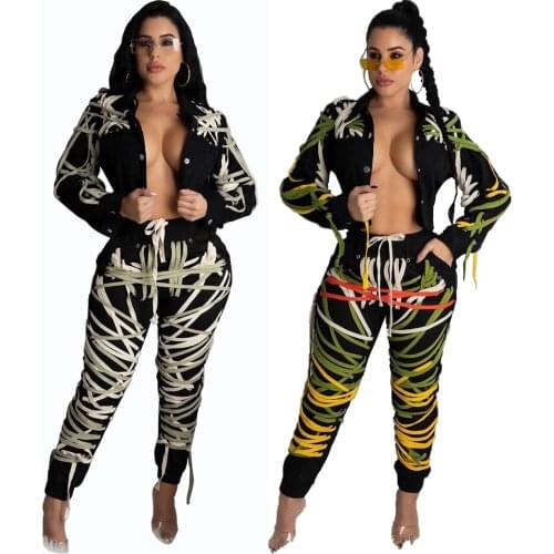 Fashion Long Sleeve Jacket With Strings All Over Women Streetwear Metal Button Turn Down Collar Short Coat Spring Club Clothes