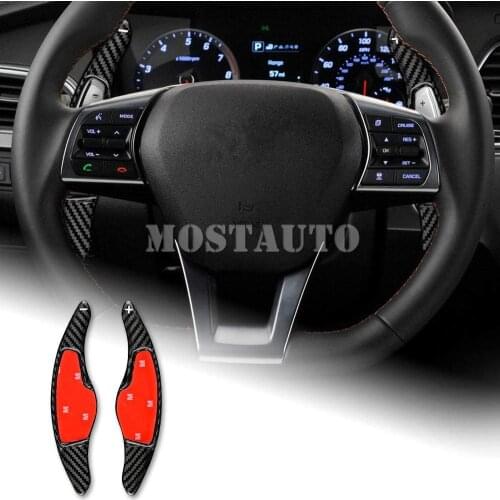 For Hyundai Sonata 2014-2019 Tucson 2015-2019 Real Carbon Fiber Paddle Paddle Shift Steering Wheel Shifter Extension Black/Red