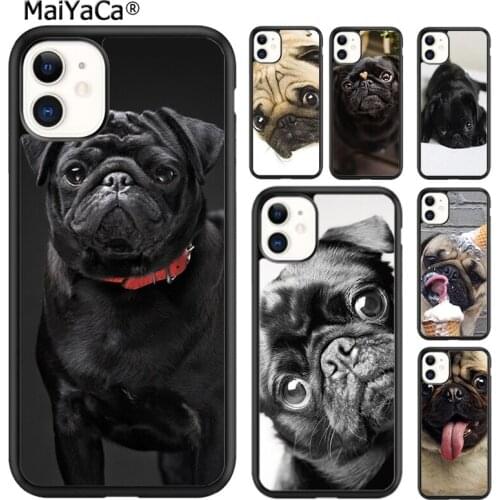 MaiYaCa Animal Black Pug close up Phone Case Cover For iPhone 5 SE 6s 7 8 plus X XR XS 11 12 pro max Samsung Galaxy S8 S9 S10
