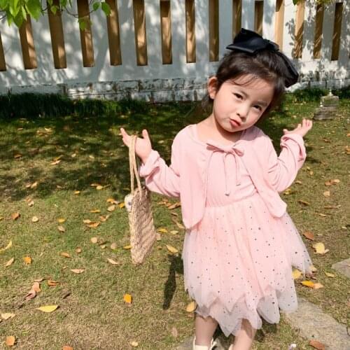 2020 Baby Girl Fashion Clothing Set Cute Long Sleeved Cardigan+tutuDress,girls Elegant Sets Children Birthday Clothes Suits