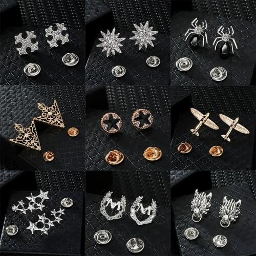 New Fashion Triangle Rhinestone Crown Brooch Suit Shirt Collar Pin for Men and Women Badge Clothing Brooches Jewelry Accessories