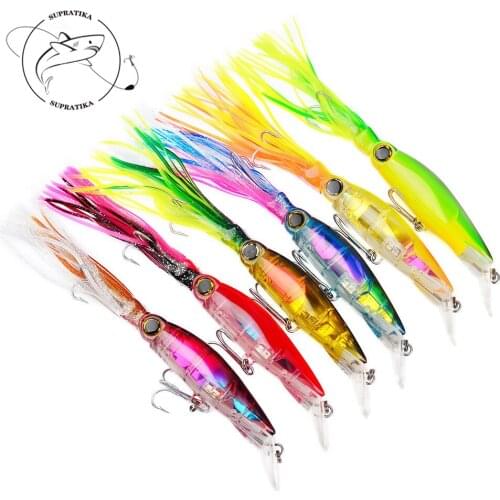 Soft Plastic Squid Octopus Bait Fishing Lure 140mm/44g Artificial Bionic Bait For Ocean Sea Tackle Trolling Wobblers Treble Hook