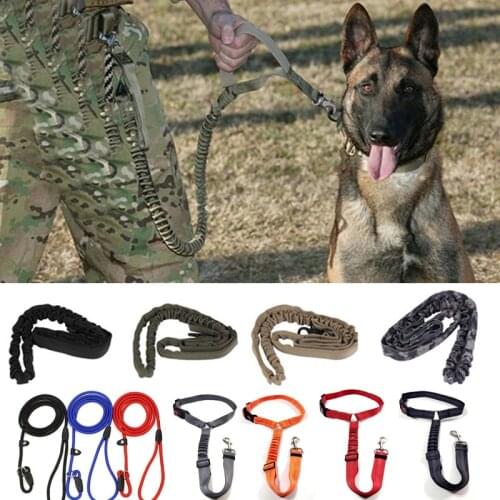 Dog Leash 1000D Nylon Tactical Military Police Dog Training Leash Elastic Pet Collars Multicolor PC975816
