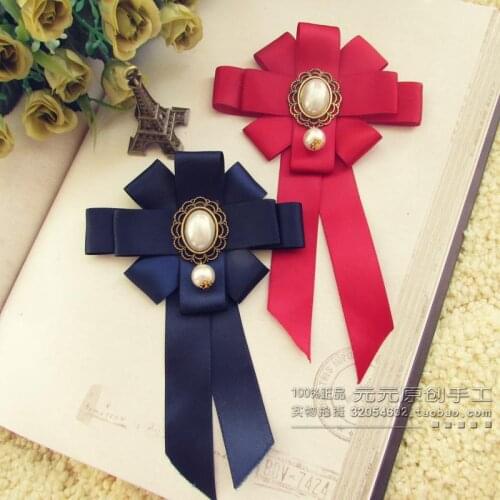 New 2016 Free Shipping fashion casual man Mens male Korean female bow brooch Headdress woman retro pearl shirt collar dress tie