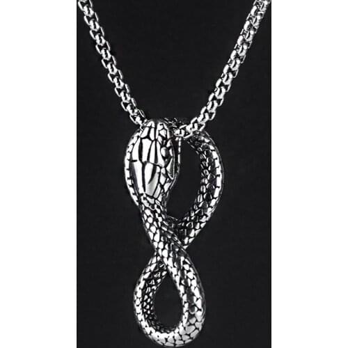 2021 New Gothic Style Titanium Steel Snake Necklace Pendant Hip Hop Necklace for Man Fashion Trend Temperament Jewelry Wholesale