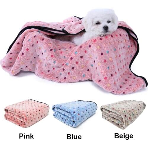 New Pet Dog Blanket Fleece Fabric Soft Dog Towel Cat Puppy High Quality Blanket Cute Design Pet Mat 3 Colors 3 Sizes