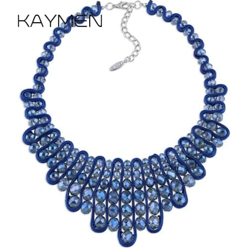 2019 New Arrival Crystal Fashion Necklace by Handmade for Women Girls Statement Chokers Necklace Pendant Jewelry 6 Colors 1602
