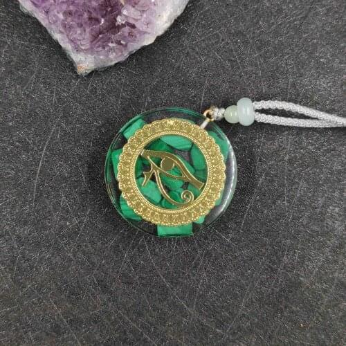Orgonite Necklace Eye of Horus Pendant Sacred Geometry Malachite Energy Necklace For Women Men Jewelry