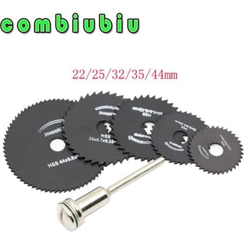 5Pcs 22/25/32/35/44mm HSS Saw Blades For Metal Dremel Rotary Tool Cutting Discs Wheel + 1 Mandrel