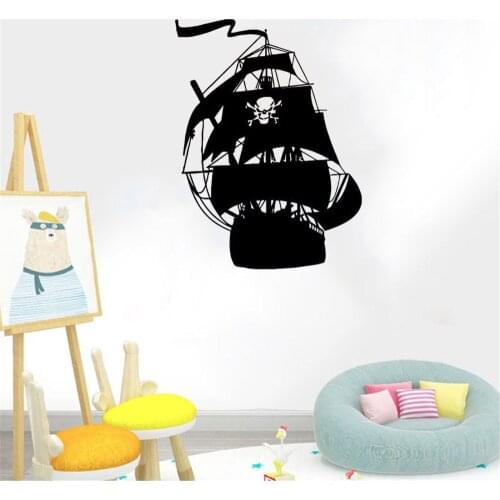 Pirate Ship Wall Stickers Ship Cartoon Pirate Hook Wall Decal Vinyl For Boys Children Teens Room Decor Vinyl Mural DW11354