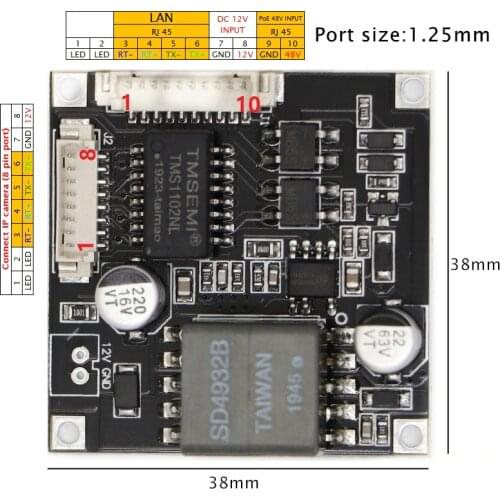 PoE Module board for Security CCTV Network IP Cameras Power Over Ethernet 12V 1A output IEEE802.3af compliant PoE 48V input