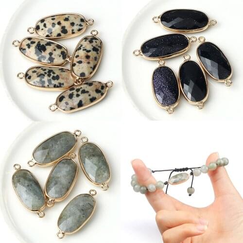 Natural Jades Gray Chalcedony Edging Pendant Speckled Blue Sandstone Handmade DIY For Necklace Sweater Chain Jewelry Accessories