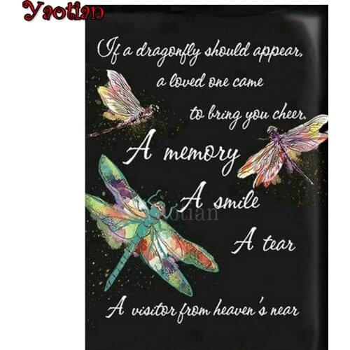 Full Square Diamond Painting Dragonfly 5D Diamond Embroidery Mosaic Picture Of Rhinestone Letter New Arrive Wall Decor