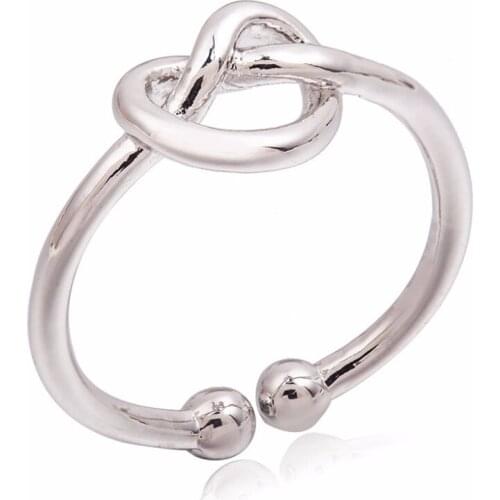 Simple Style Plaited Metallic Band Opening Silver Plated Golden Black Adjustable Rings for Women