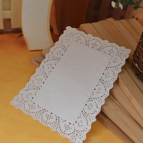 Rectangular hollowed white paper doilies long table oil paper pad diy home decoration baking accessories 100pcs/lot