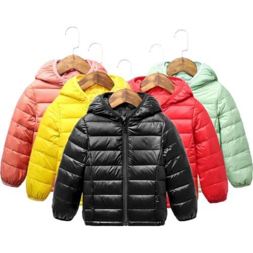 Autumn Winter Hooded Children Down Jackets For Girls Candy Color Warm Kids Down Coats For Boys 2-9 Years Outerwear Clothes