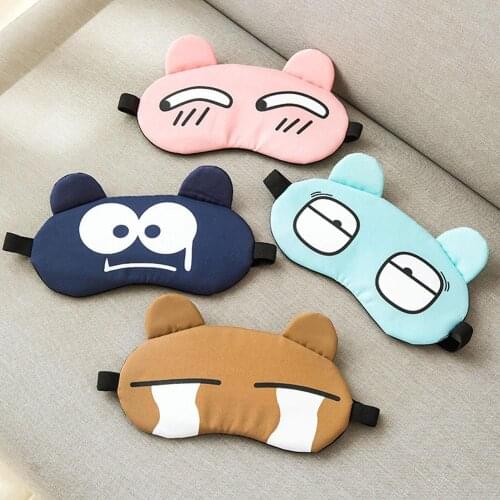 Cute Eye Mask Soft Funny Cartoon Expression Sleeping Mask Cover Travel Relax Eye Band Eyepatch Aid Kids Protective Blindfold