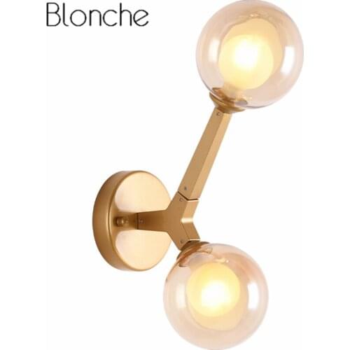 Modern Glass Wall Lamps Gold Wall Sconce Light Fixtures for Living Room Bedroom Bedside Lamp Home Lighting Loft Industrial Decor