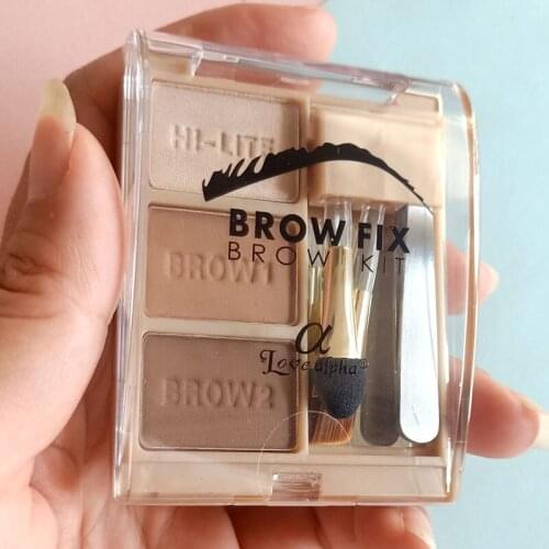 TT Tri-Color Eyebrow Powder High-Gloss Nose Shadow Eye Shadow Combination Brush Set Waterproof and Sweat-Proof Natural Not off