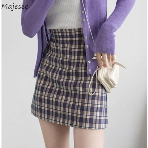 Plaid Skirts Women Summer Preppy Style Students A-line High Waist Classical Sweet Girls Korean Style Mini Chic Vintage Leisure