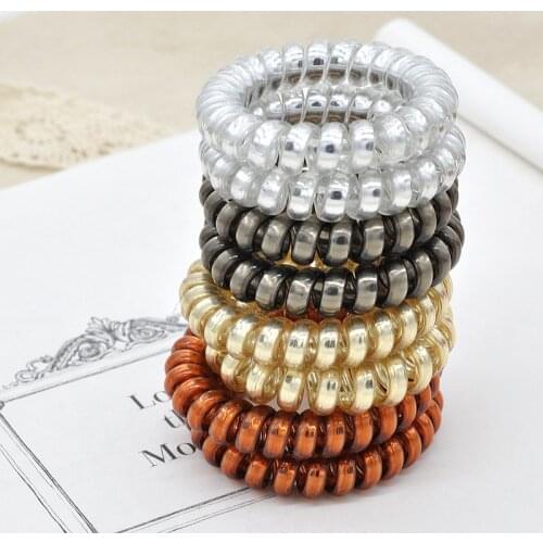 1PC 5.5cm Plastic Telephone Line Hair Ropes Girls Mixed Color Elastic Hair Bands Kid Ponytail Holder Tie Gum Hair Accessories