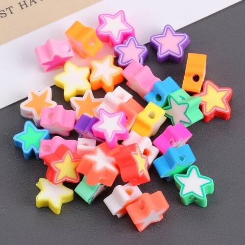 100pcs/lot 7-10mm Star Shape Beads Polymer Clay Spacer Loose Beads for Jewelry Making DIY Bracelet Accessories Loose Beads