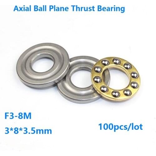 100pcs/lot F3-8M 3×8×3.5mm High Quality Axial Ball Plane Thrust Bearing Miniature bearing steel 3*8*3.5mm plane ball bearing