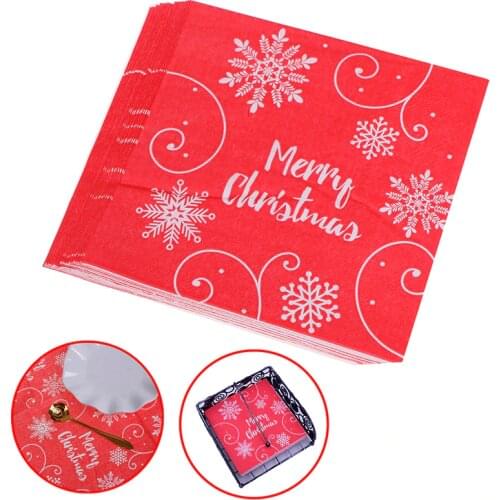 20Pcs Christmas Snowflakes Napkins Printed Wood Pulp Disposable Napkins Tissue