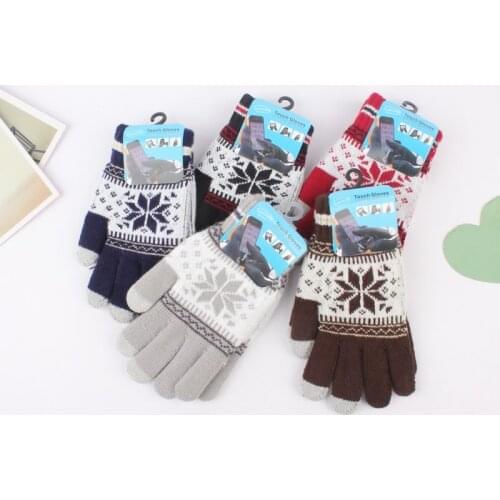 2020 Winter Warm touch screen gloves men women wool knitted Gloves candy color Snowflake Mittens for Mobile Phone Tablet Pad