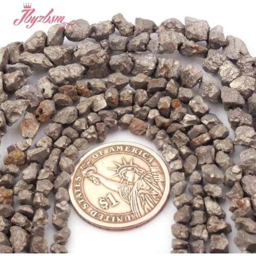 3-5,4-7mm Irregular Freeform Crude Rough Silvers Gray Pyrite Natural Stone for DIY Women Necklace Bracelet Jewelry Making 15"