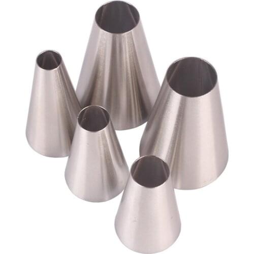 5pcs/set Silver Kitchen Gadgets Pastry Nozzle Round Shape Set Fondant Decor 304 Stainless Steel Multi Purpose Cakes Decoration