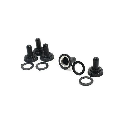 5Pcs Threaded Hole Diameter 12mm Black Rubber Waterproof Toggle Switch Cover Cap WPC-05