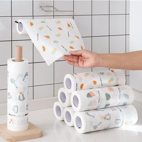 50 Pcs/Roll of Reusable Lazy Rags Kitchen Cleaning Dish Cloth Hand Towel Rolls Organic Dish Cloth Bamboo Kitchen Towels