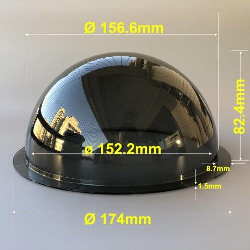 174x82.4mm 6.2inch Acrylic Dark Gray Cover Explosion-proof Hemisphere housing CCTV Cameras Waterproof Ball Case Monitoring Shell