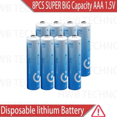 8 PCS/lot Brand New pushout SUPER Big Capacity AAA 1.5 V lithium iron batteries.High power Long shelf life free shipping