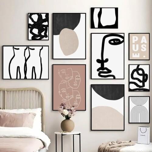 Color Block Woman Line Face Eye Abstract Wall Art Canvas Painting Nordic Posters And Prints Wall Pictures For Living Room Decor