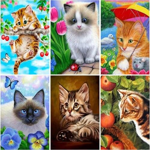 DIY Cats 5D Diamond Painting Full Round & Square Rhinestone Mosaic Embroidery Cross Stitch Wall Craft Art Home Decor Best Gift