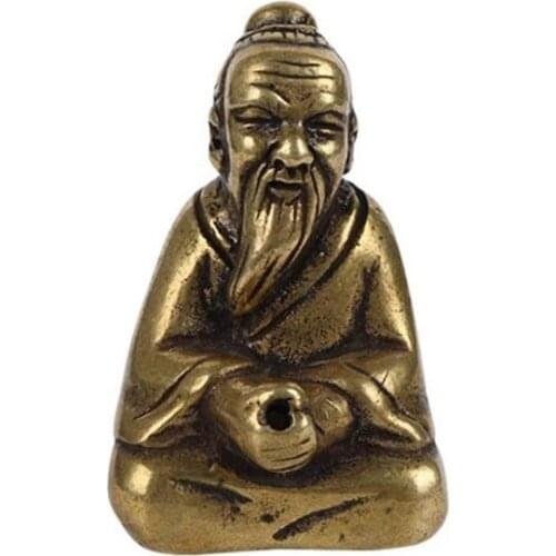 Antique Bronze Taoism Lao-Tse LaoZi Soothe The Nerves Statue Pure Copper Buddha Figurines Ornaments Incense Home Accessories
